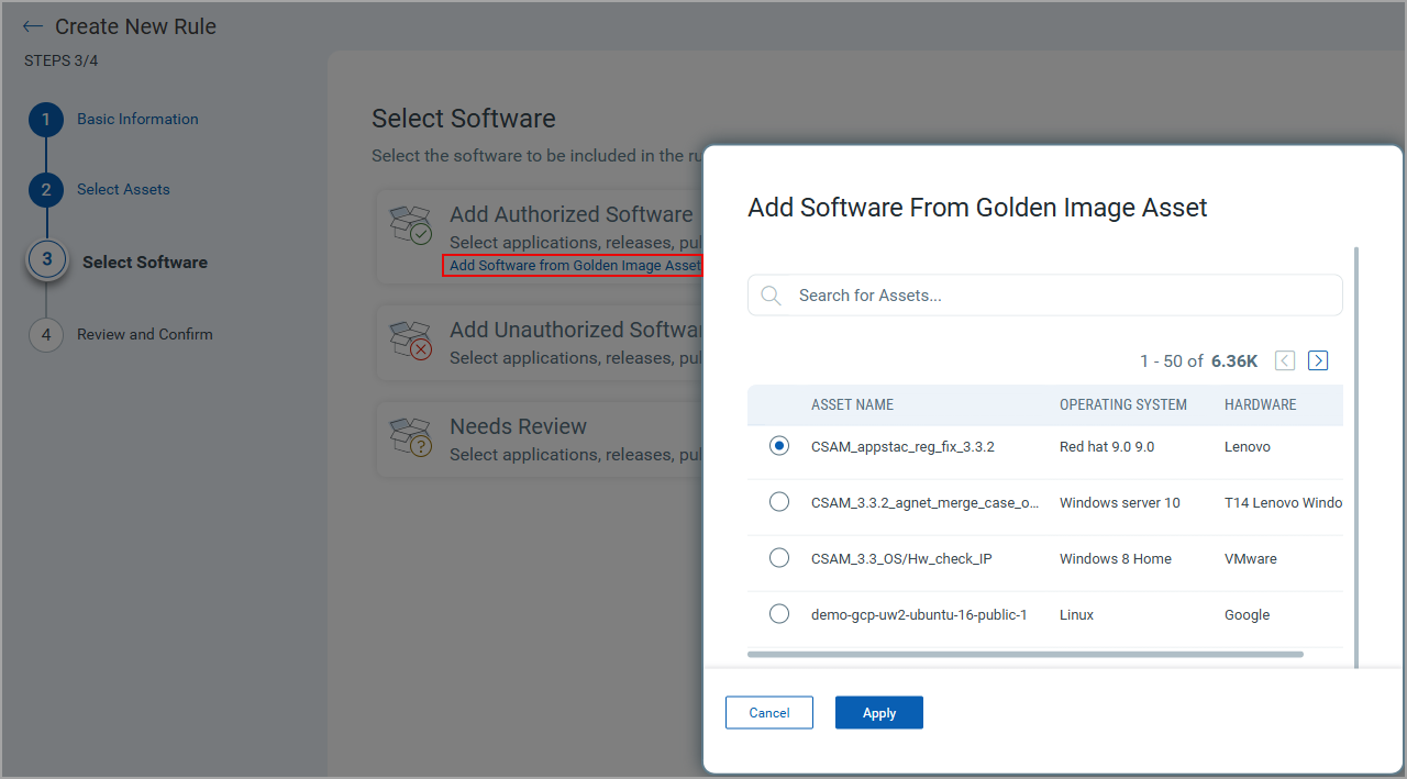 Add Software from Golden Image Asset.